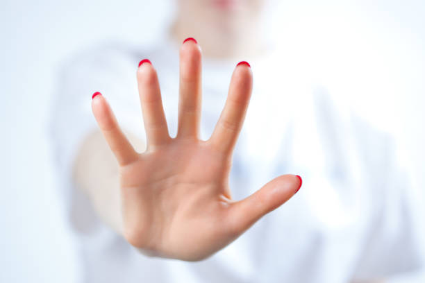 istock Young woman showing palm 685267192