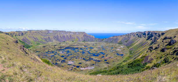 istock Panoramic view of Rano Kau Volcano Crater - Easter Island, Chile 685267422