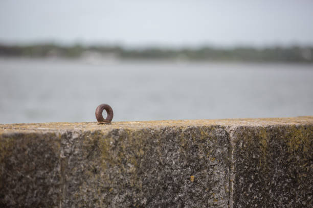 Metal holding eye screwed into a stone wall