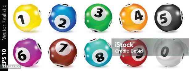 Set Of Lottery Colored Number Balls 09 - Arte vetorial de stock e mais imagens de Bola de Lotaria - Bola de Lotaria, Bola, Lotaria