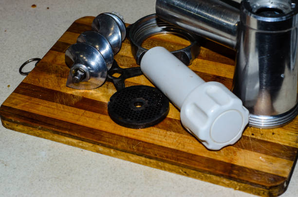 istock Disassembled electric meat grinder on the cutting board 685293432
