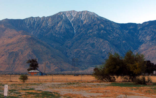 A snapshot of the San Gorgonio Mountain looming high above the land in San Bernardino County, California.