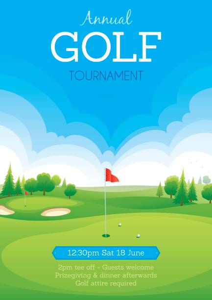bildbanksillustrationer, clip art samt tecknat material och ikoner med golf turnering affisch - golf course
