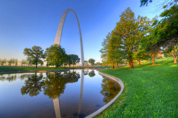 Gateway Arch The Gateway Arch in St. Louis, Missouri. jefferson national expansion memorial park stock pictures, royalty-free photos & images