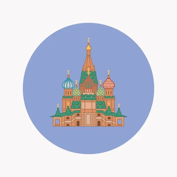 Vector illustration of The Most Famous cathedral In Moscow, Saint Basil's Cathedral, Russia