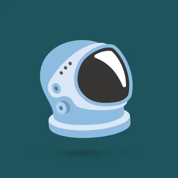 Vector illustration of Astronaut helmet with big glass and reflection