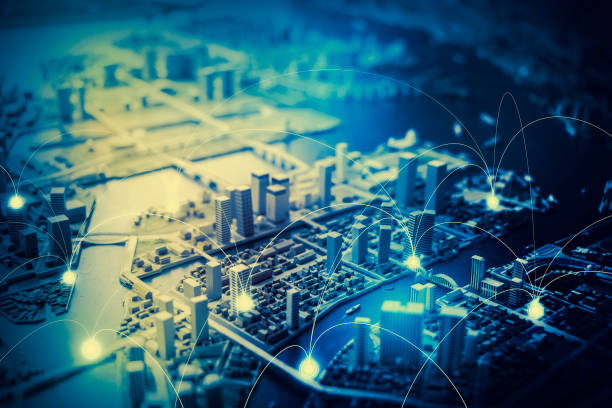 istock duotone graphic of smart city and communication network concept IoT(Internet of Things), ICT(Information Communication Technology), digital transformation, abstract image visual 685306538