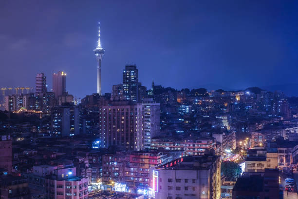 istock Night view of Macau Tower in Twilight Time 685358516
