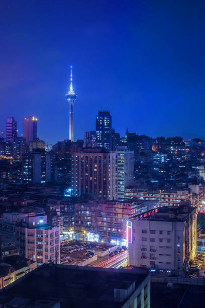 istock Night view of Macau Tower in Twilight Time 685366866