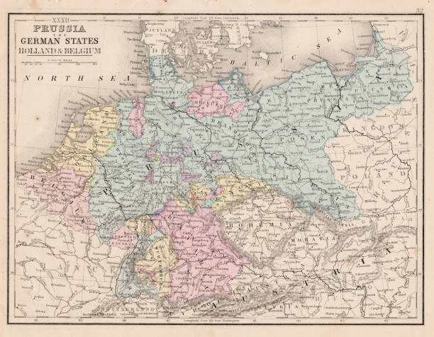 пруссия и немецкие государства карта 1867 - prussia stock illustrations