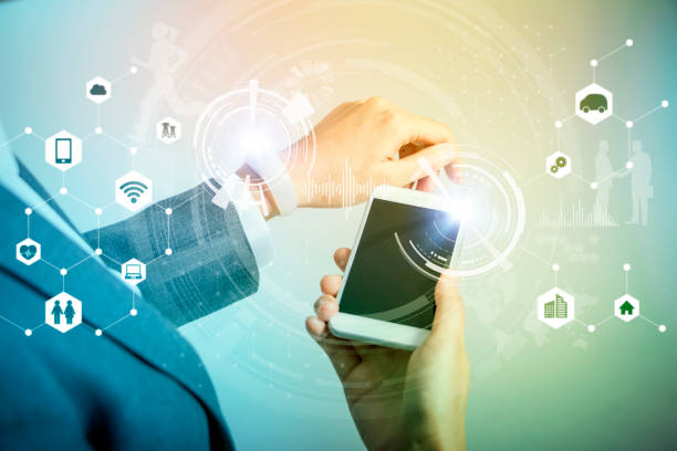 istock wireless communication between smart watch and smart phone, business technological abstract, internet of things 685409452