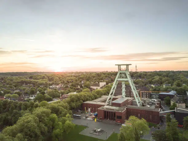 Bochum in the Ruhr area Panorama with winding tower from the Mining Museum