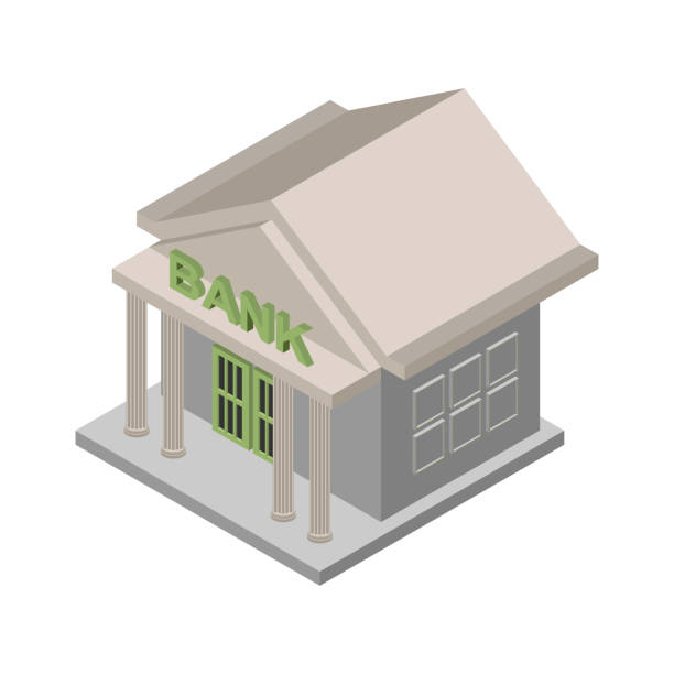 istock Bank building Isometric isolated. Financial building on white background 685430424