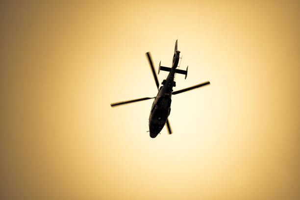 istock Helicopter flying in the sky 685452600