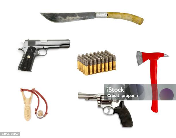 Weapon Isolated On White Stock Photo - Download Image Now - Ammunition, Army, Blade