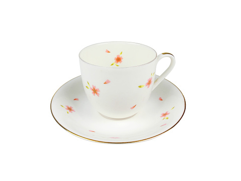 Chinese set of tea cups on white background