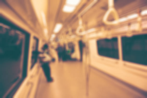 istock Blurred photo of passengers in sky train 685478414