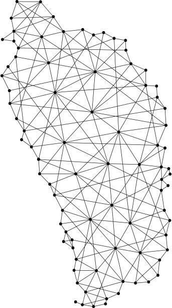istock Map of Dominica from polygonal black lines and dots of vector illustration 685478708