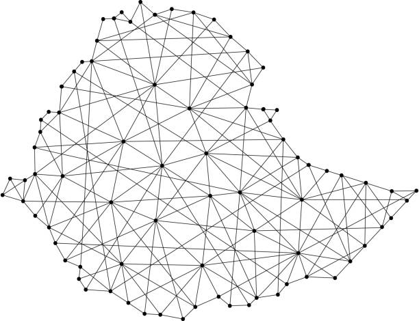 istock Map of Ethiopia from polygonal black lines and dots of vector illustration 685478884