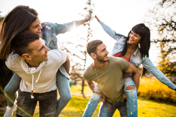 istock friends piggyback on the city 685489064