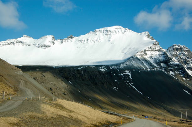 istock Ring Road, blue sky, snow mountain,  Iceland 685491826