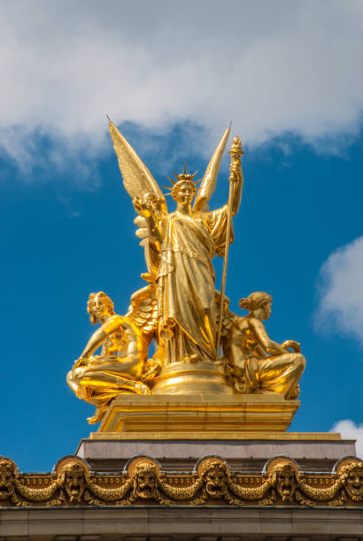 istock Paris palace golden statue blue sky clouds shiny 685492106