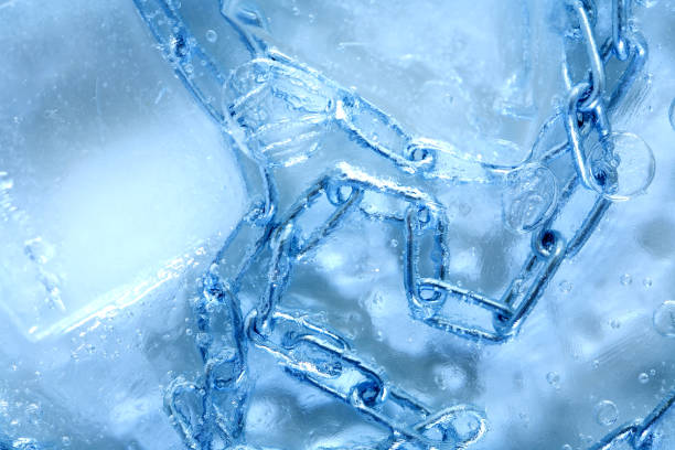 Chain Inside Ice stock photo