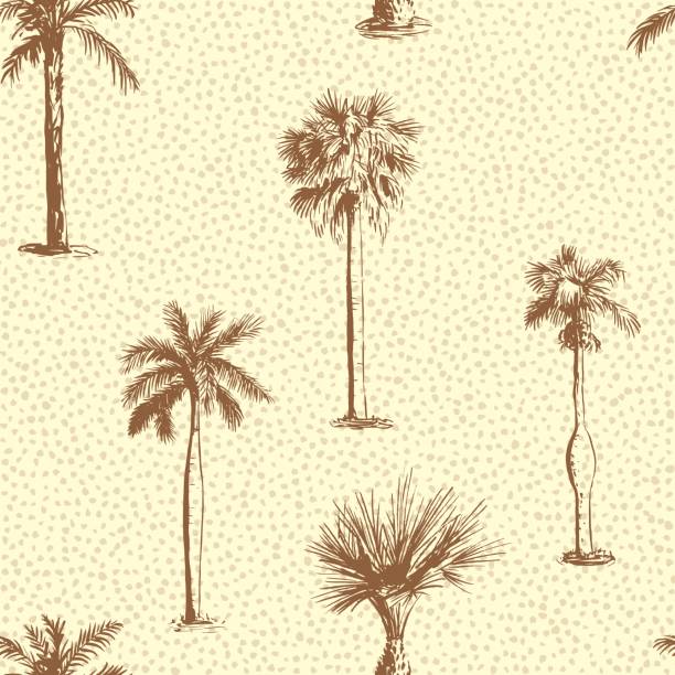Palm tree leaf seamless pattern Seamless pattern with palm trees. Palmetto repeatable pattern. palmetto tree stock illustrations