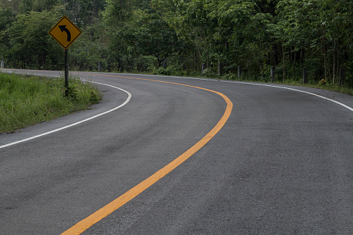 Asphalt road curve transportation, Concept road.