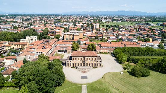 Villa Bagatti Valsecchi, villa, aerial view, eighteenth century, Italian villa, Varedo, Monza Brianza, Lombardy Italy,