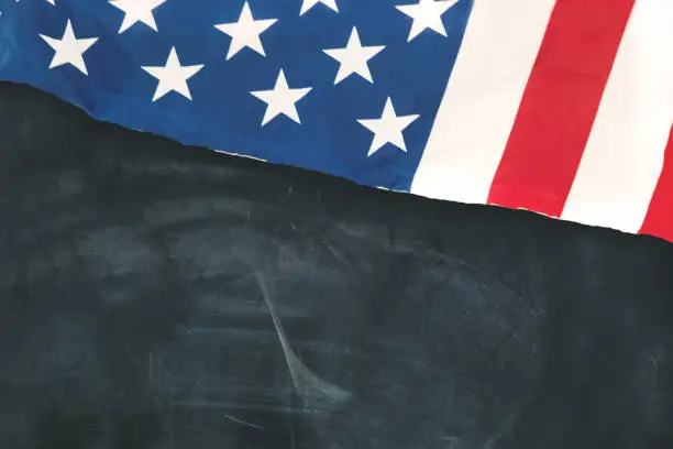 Image of American flag with copy space on the chalkboard