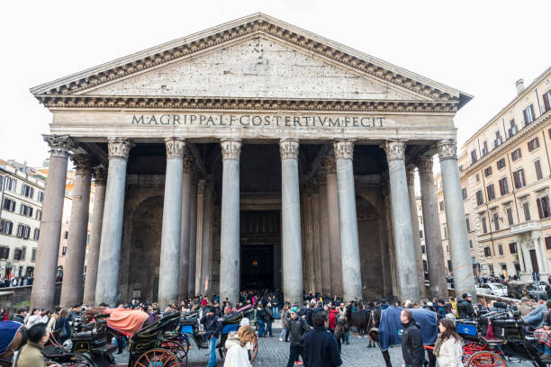 Rome: The Parthenon full of tourists in the historical center of Rome, Italy