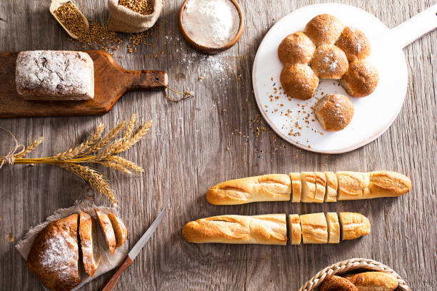 istock Freshly baked bread on wooden table 685523090