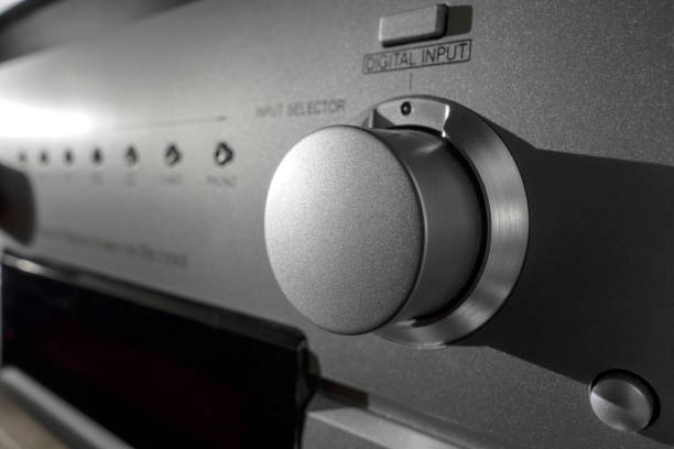 volume knob volume knob on a hi fi equipment surround sound stock pictures, royalty-free photos & images