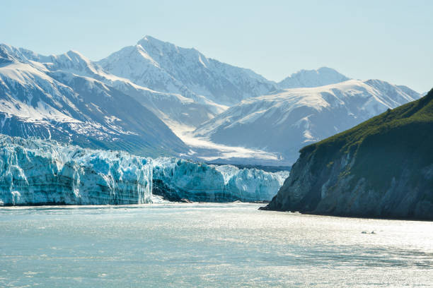 Massive Hubbard Glacier reaching water stock photo