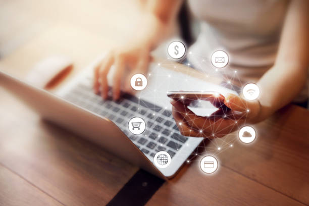 istock Woman hand using mobile payments online shopping 685526536