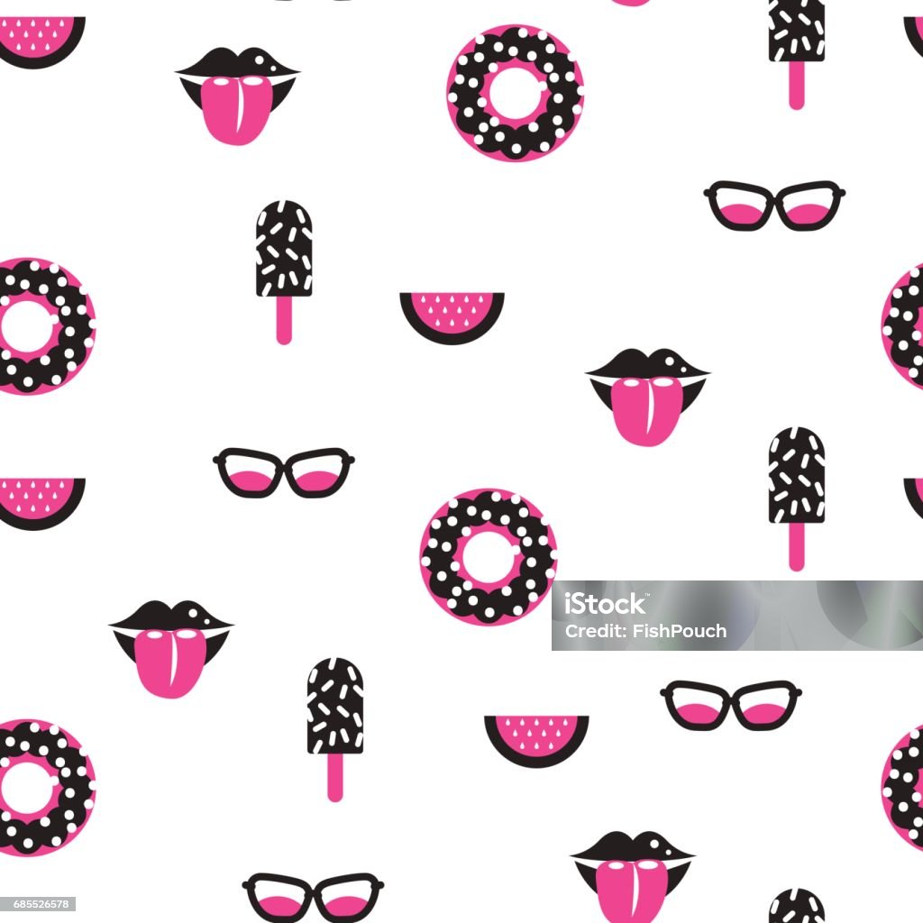 Pink Patterns Funky Funky Pop Pink And Black Vector Seamless Pattern Stock Illustration ...