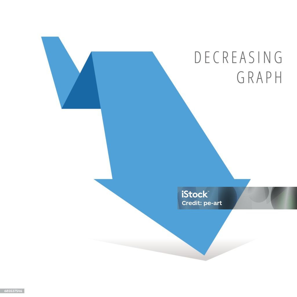 Illustration plate du concept graphique réduction. Symbole flèche bleue récession affaires. - clipart vectoriel de Se déplacer vers le bas libre de droits