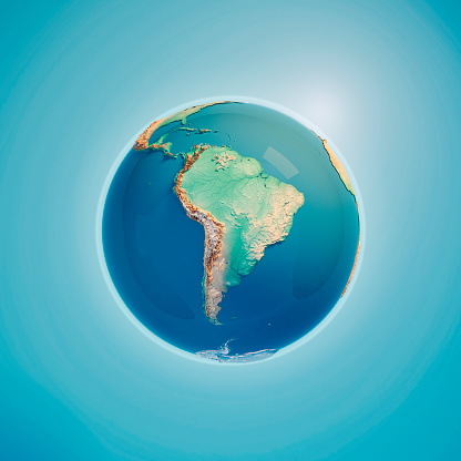 South America 3D Render of the Planet Earth.\nMade with Natural Earth. URL of source data: http://www.naturalearthdata.com