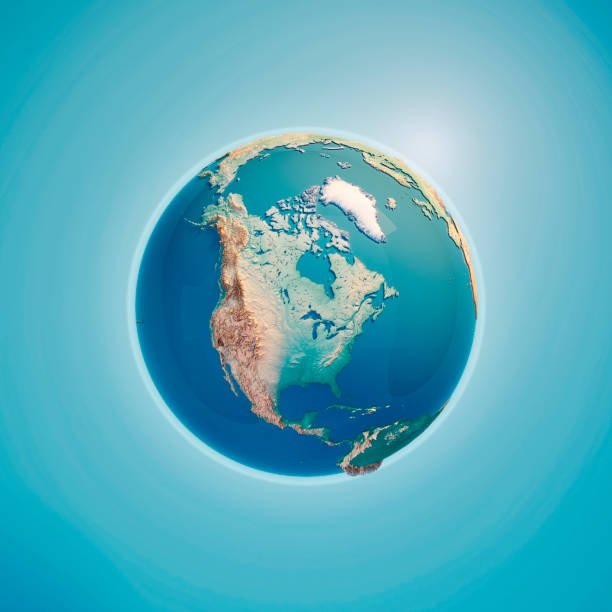 North America 3D Render Planet Earth North America 3D Render of the Planet Earth.
Made with Natural Earth. URL of source data: http://www.naturalearthdata.com rocky mountains north america stock pictures, royalty-free photos & images