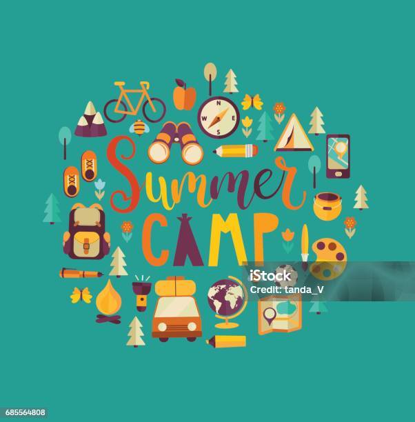 Concept Of Summer Camp Stock Illustration - Download Image Now - Child, Camping, Summer