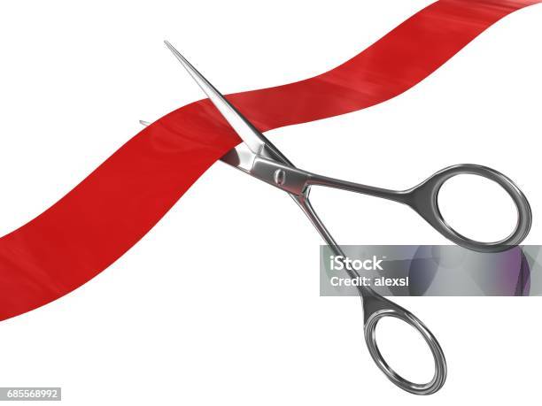 Ribbon Cutting Scissors Stock Photo - Download Image Now - Award Ribbon, Cutting, Ribbon Cutting