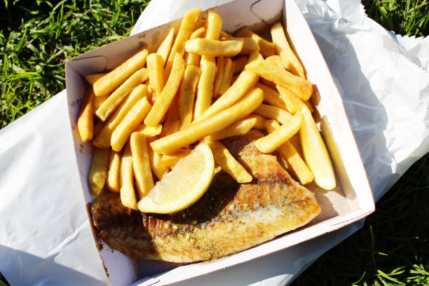 Grilled fish and chips