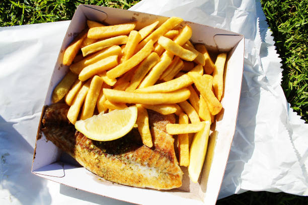 Grilled fish and chips