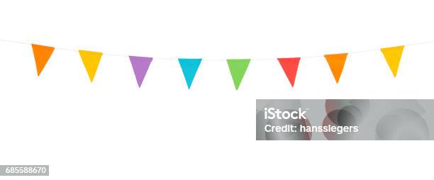 Party Flags Isolated On A White Background Stock Photo - Download Image Now - Flag, Party - Social Event, Bunting