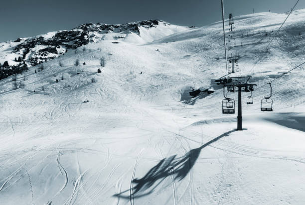 istock black and white mountain landscape, Pila, Italy 685594200