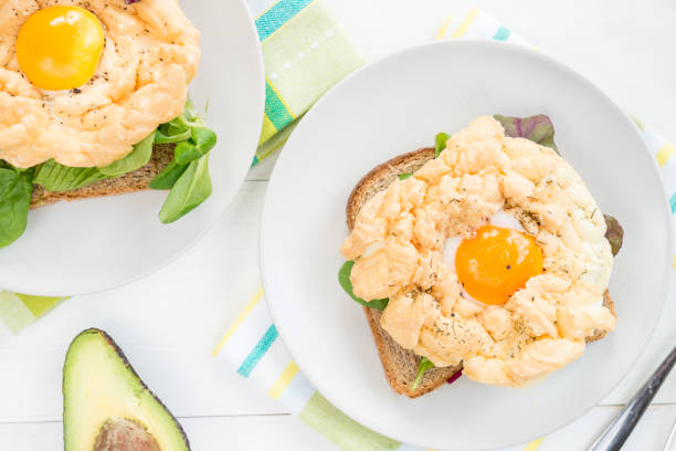 istock Breakfast with Wholemeal Bread Toast and Cloud Egg 685624812