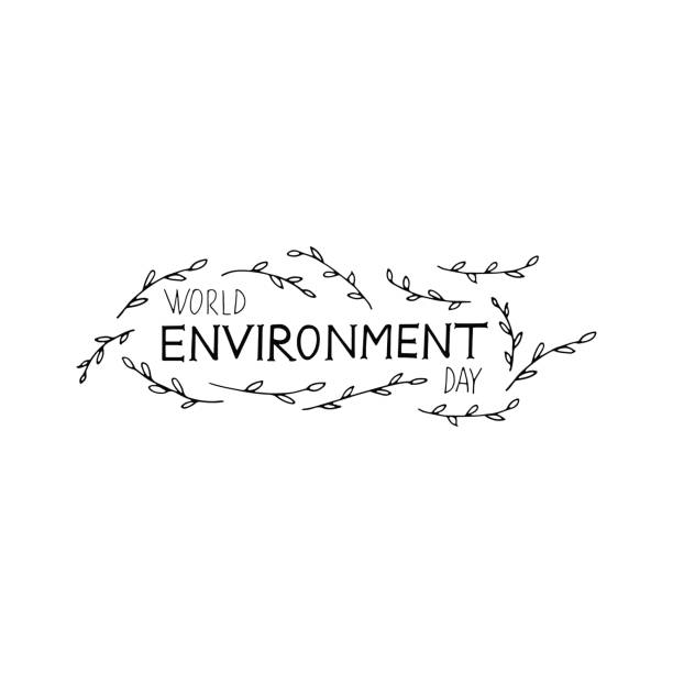 World Environment Day Hand Lettering With Leaves Vector Hand Drawn