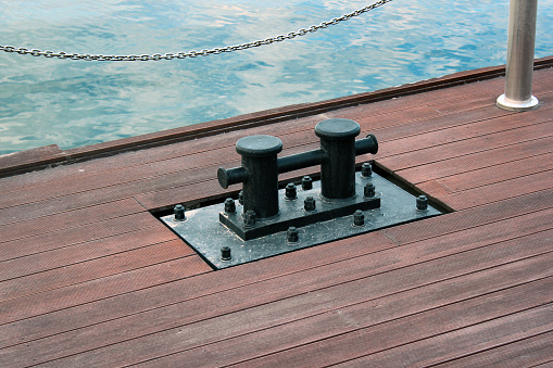 Iron bollard on a pier