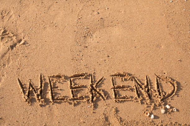 istock WEEKEND, written text on sand beach, it mean time for relax. 685674252